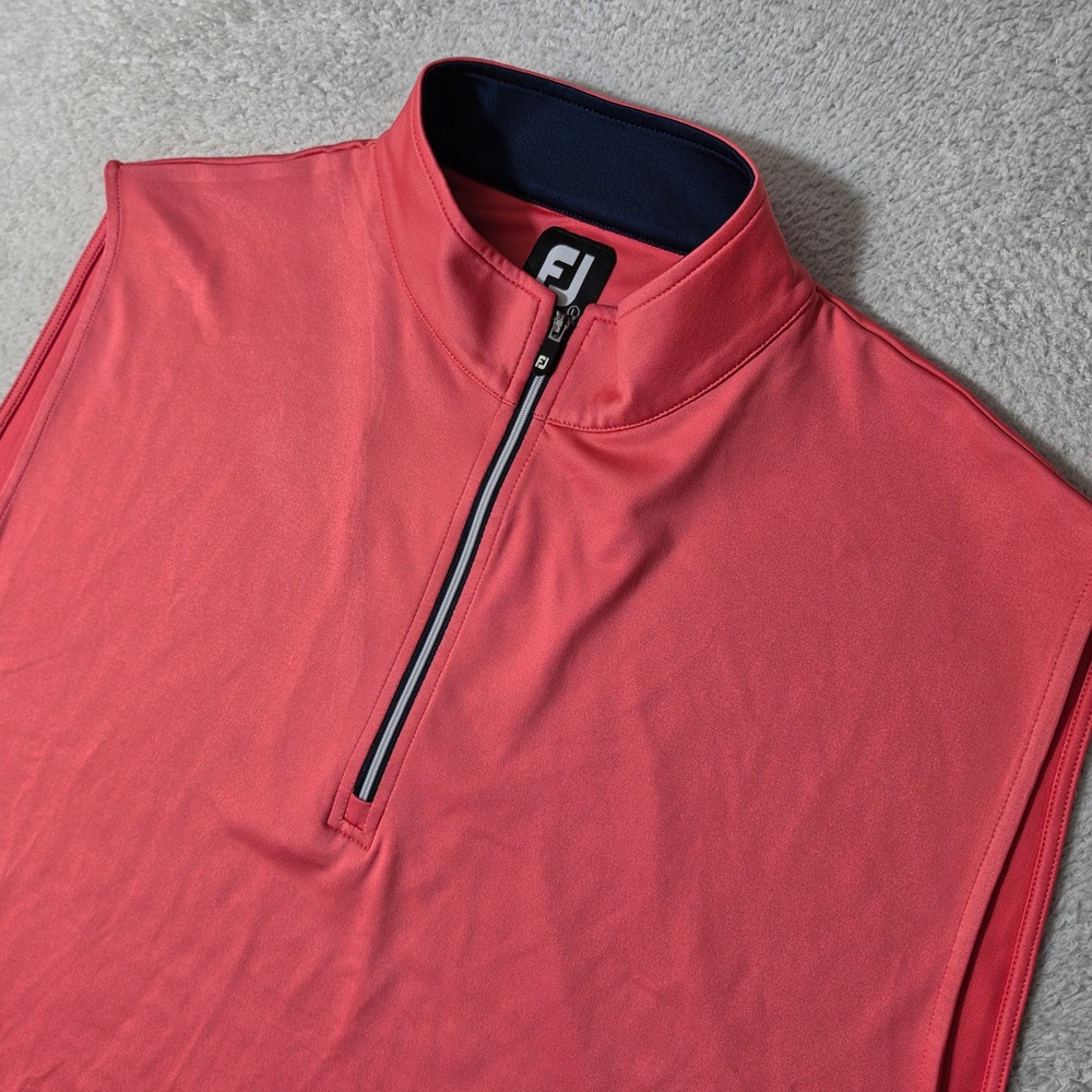 NEW FootJoy 1/4 Zip Vest Mens L Coral Pink Stretch Golf Pullover